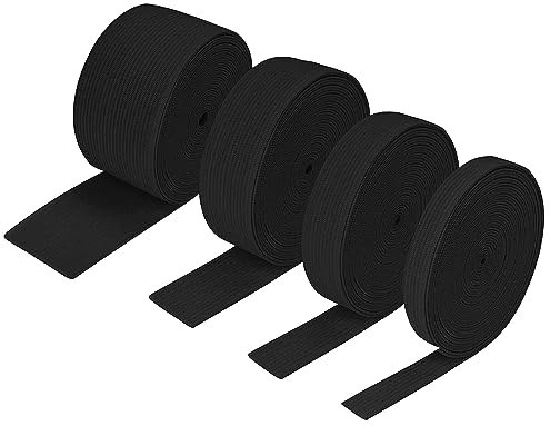GOIEHIR Gummiband, 4 Stück 2 Meter Elastisch Band, Gummiband Breit 10mm 20mm 30mm 40mm, für Hosengummi, Haushalt DIY Handwerk, Schwarz