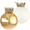 BRUBAKER Set di 2 palline per albero di Natale in vetro, oro e glitter con corone, 12 cm, decorazione natalizia, decorazione per albero di Natale