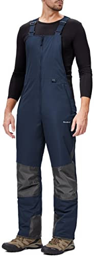 DAFENP Herren Skihose Latzhose Wasserdicht Schneehose Softshellhose Winter Warm Gefüttert Snowboardhose Overall mit Verstellbaren Hosenträgerhose HXK9229M-Navyblue-S