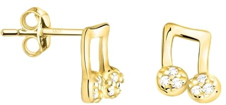 SOFIA MILANI - Damen Ohrringe 925 Silber - vergoldet/golden & mit Zirkonia Steinen - Achtel Musik Note Ohrstecker - E2416