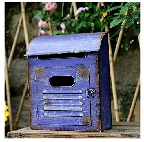 Letterboxes Retro Wall Decoration Gardening Decoration Fence Courtyard Garden Wall Outdoor Wall-Mounted Postbox (Purple) (Purple)