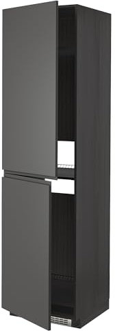 METOD Hochschrank für Kühl-/Gefrierschrank, 60x60x220 cm, Schwarz/Voxtorp Dunkelgrau