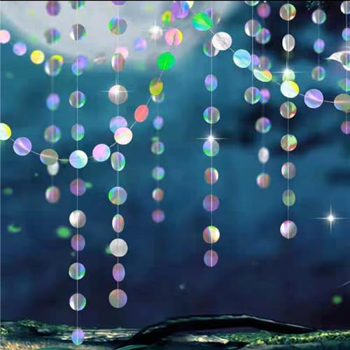 2 Stück 4Meter Runde Papier Girlande Glitzer Runde Kreis Banner Kreis Punkte Hängend Dekorationen für Geburtstag Hochzeit Deko Karneval Weihnachten
