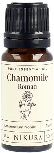 Nikura Roman Chamomile Essential Oil - 10ml | Perfect for Diffusers for Home, Sleep, Aromatherapy, Humidifier, Bath | Great for Self Care, Skin, Stress Relief | Vegan & UK Made