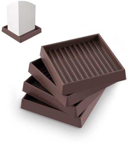 Rustark Lot de 4 patins carrés antidérapants en caoutchouc pour meubles - 50 mm - Pour lit, canapé, table, chaise