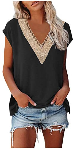 Uwdiohq Prime Today Deals Bluse Donna Elegante Maglietta Donna Manica Corta Basic Top Donna Elegante Cerimonia Camicetta Rosa Antico Camicia Raso Champagne T Shirt Donna Cotone Offerta
