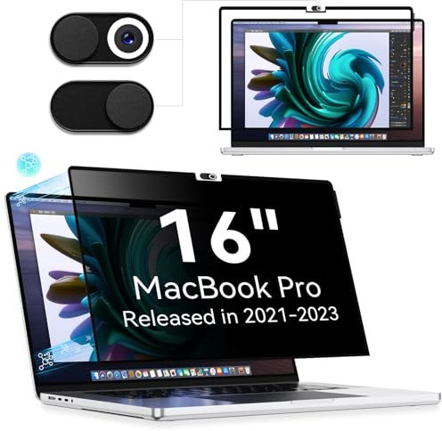 MagicSuction Blickschutzfilter Kompatibel Mit MacBook Pro 16 Zoll (2021-2024, M1, M2, M3, M4), Abnehmbar Anti Glare Blaulicht Laptop Privacy Blickschutzfolie Sichtschutz für Mac Pro 16.2