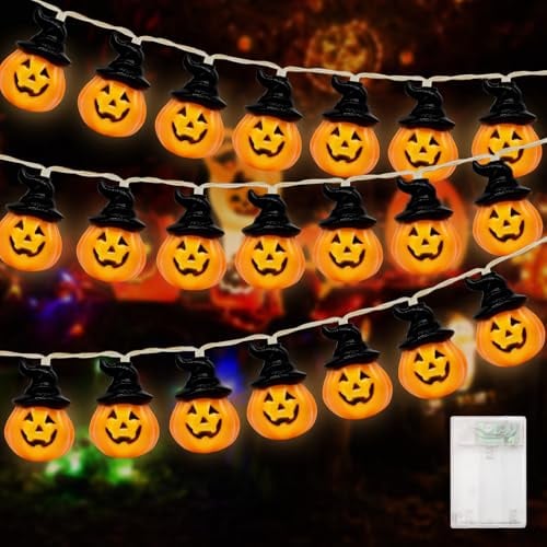 KOIROI Halloween Lichterkette, 300CM 20 LED Kürbis Lichterkette, Halloween Deko Lichterketten, LED Kürbis Deko String Lichter, Kürbisse Lichterketten Lichter für Innen Außen Halloweens Party Garten