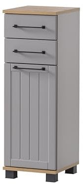 Schildmeyer Unterschrank Jelda 154217, platingrau/Eiche Landhaus Dekor, 30,3 x 32,6 x 88,1 cm