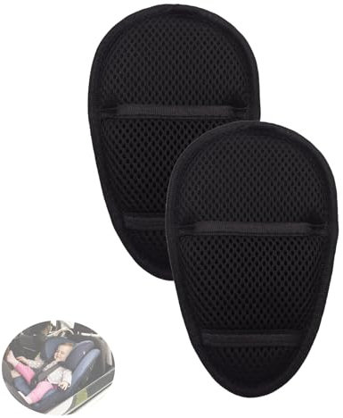 Autositz-Schrittpolster für Kinderwagen, weicher Sicherheitsgurt-Bezug, universell für Neugeborene, Säuglinge, Kinder, Universalkissen, Schrittpolster für Autositz, Kinderwagen (schwarz), 2 Stück