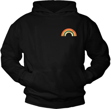 MAKAYA Pullover mit Regenbogen Motiv Vintage Farben Hoodie Regenbogenmotiv Retro Print