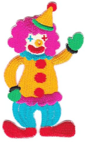 Clown Aufnäher zum aufbügeln oder aufnähen Bügelbild Aufbügler für Kleidung gestickter Bügelpatch Applikation Zirkus Patch Größe 5,1 x 8,4 cm