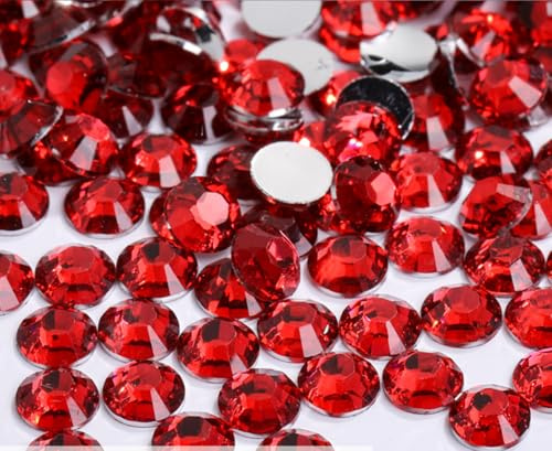 Yixinly 5000 Pcs SS16 4mm Strass, Strass a Coller Pierre Ronde en Cristal pour les Ongles, le Bricolage, les Vêtements, les Coques de Téléphone Portable, les Chaussures, les sacs (Rouge)