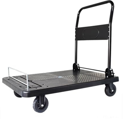 xiuling4568 Plattformwagen Folding Guardrail Ultra-Quiet Trolley Flatbed Trolley Household Trolley for Pulling Goods and Express Delivery Transportwagen