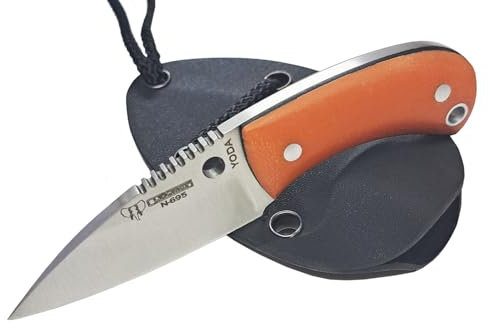 Cuchillo de Cuello Cudeman 200-JK Mango en G10 Naranja Hoja 6 cm. Acero Bohler y Funda de Kydex