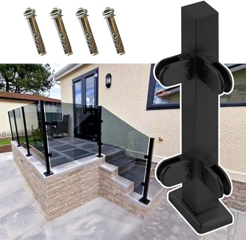 Poste de barandilla de vidrio, pasamanos de metal para escalera y pasillo, soporte de panel de vidrio