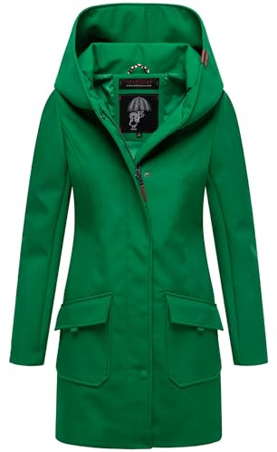 MARIKOO Damen Übergangsjacke Softshellmantel atmungsaktiv mit Kapuze Mayleen Smaragd Green Gr. L