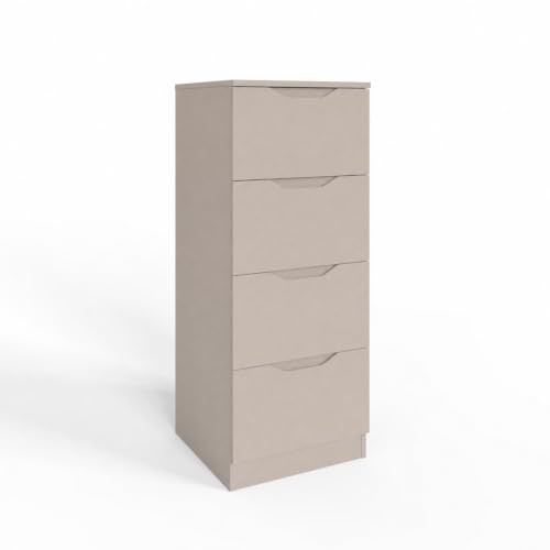 FWStyle Luno Putty 4 Drawer Chest of Drawers Tallboy Bedroom Storage 40cm