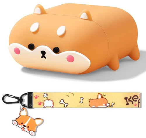 FEWGEY for Airpods Pro 3 Case Cute, AirPod Case Cover Pro 3rd Generation Funny Anime Cat Dog Corgi for Men & Women, Wireless Charge Support with MagSafe, LED Visible, Shiba Inu