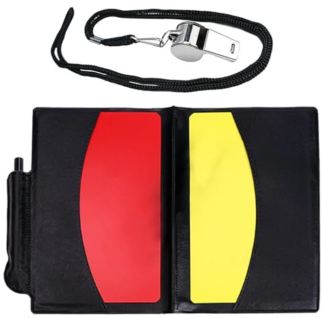 SHILIUZHI Football Referee Kit Accessories, Red Yellow Card and Stainless Steel Metal Coach Whistle, Warning Referee Kit, Wallet Score Sheets, for Football, Volleyball, Rugby, Baseball