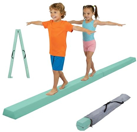 TRUTZHOLM Schwebebalken für Zuhause klappbar Balance Beam Länge 270 cm Tragkraft 100 kg Balancierbalken Gymnastikbalken Turnbalken faltbar Balance Turnen Gymnastik Fitness inkl. Tragetasche (mintgrün)