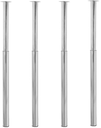 Owoxanthellate 4er Set höhenverstellbare Tischbeine Chrom 60x710-1100 mm Eisenrohr Robust & stabil für Küchentische Schreibtische Theken im Wohnzimmer Büro Esszimmer & Flur