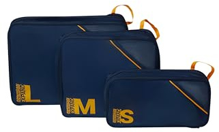 American Tourister Packwürfel Set 3 Stück - Koffer Organizer für Urlaub, Gepäck Organizer für Koffer, Handgepäck und Rucksack, Dunkelblau/Orange