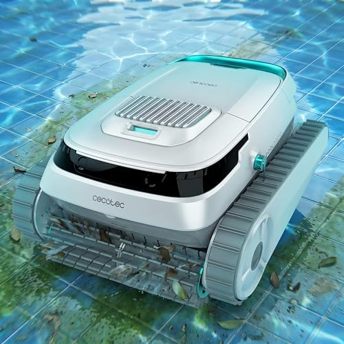 Cecotec Robot Limpiapiscinas para Fondos, Paredes y Línea de Flotación Conga Pooldroid 5000 TotalClean Pearl. Superficies 100m2, Pendiente Máx 90º, Autonomía 120mins, Filtro Alta Eficiencia 180μm, 4L