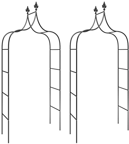 Gartenbögen Schwarz 2 Stück 120x38x260 cm Pulverbeschichteter Stahl Rosenbogen Pergola Rankgitter für Kletterpflanzen Clematis Efeu Weinrebe Dekoration Eingang Garten Terrasse