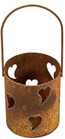 Edelrost Windlicht mit Herzen zum aufhängen Rost Gartendeko
