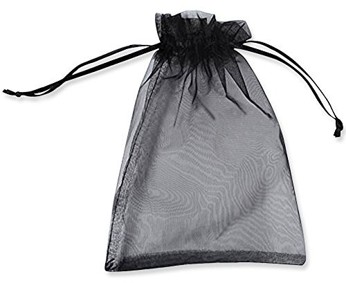 PLECUPE 100 Stück Organzasäckchen Organza Beutel Tunnelzug Hochzeit Säckchen,20x30cm Schmuckbeutel Drawstring Organza Bags Säckchen Beutel für Geschenke Schmuckaufbewahrung Verpacken-Schwarz