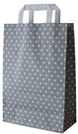 Papiertragetaschen mit Flachhenkel Punkte GRAU (32 + 12 x 40 cm, 50 Stück)