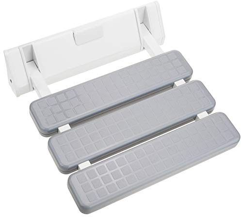 PrimeMatik - Asiento de Ducha abatible. Silla Plegable para Ancianos de plástico y Aluminio Gris 320x328mm