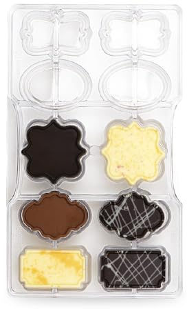 Decora 0050148 Stampo Professionale Cioccolato Targhette, 10 cavità, 45 x 26 x h 5 Mm, In Policarbonato, Ideale per Realizzare Cioccolatini Lucidi e Croccanti, Design Professionale, Made in Italy