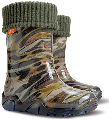 demar. Kinder Gummistiefel Regenschuhe mit Einlage Stormer Tarnfarben Gefüttert (Numeric_24)