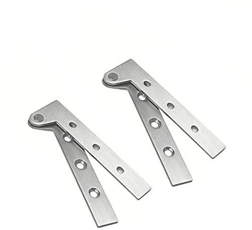 Ensemble de 2 Charnières à Pivot de Porte Cachées en Acier Inoxydable à Rotation de 360 Degrés, Charnières à Couteau Décalé de 4 Pouces, Charnière à Pivot Dissimulée, Argent Brossé, avec Vis