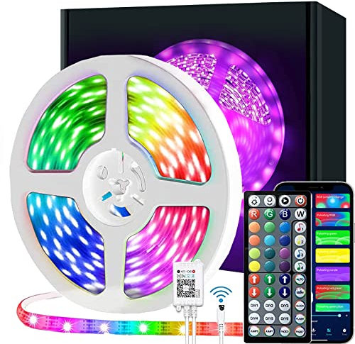 LATKRUU 15M LED Strip Lights , with Bluetooth APP & 44-Keys Remote, Music Sync Colour Changing Mood RGB 5050 Lights for Bedroom Home Party Christmas