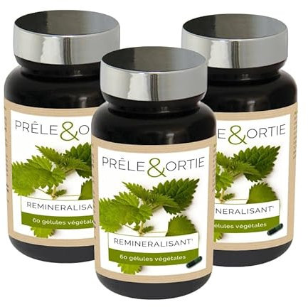 NUTRI EXPERT - Prêle & Ortie - Facilite l'élimination des toxines - Contribue au bon fonctionnement de l'organisme - Vegan - 60 gélules végétales - Marque Française - Extraits de plantes - Lot de 3