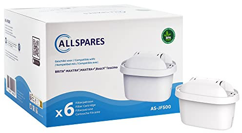 AllSpares Filtre à Eau pour les Carafes d'Eau adapté pour Brita Maxtra, Maxtra+ et Bosch Tassimo (6x) 100486 / 101929 et 1022214