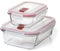 TATAY Set de 2 Fiambreras de Alimentos Cook&Eat (0.37L y 1.1L), Vidrio, Herméticas, Tapa de Clip, Libres de BPA, Aptas para Microondas, Horno, Congelador y Lavavajillas, Color Rojo