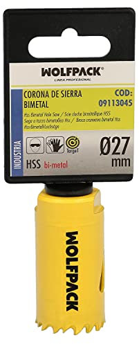 WOLFPACK LINEA PROFESIONAL - Corona Sierra Bimetal Ø 27 mm. Templado Termico, Base Reforzada. Corona Madera, Broca Agujeros Madera, Acero, Hierro, Plasticos