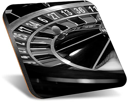 DV DESIGN 1 x Eco Square 12cm Coaster - BW - Roulette Wheel Casino Drink Cup Mug Glass Table Protection Mat #39421