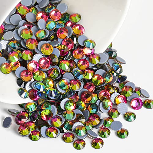 Beadsland 2880 Stück Regenbogen Hotfix Strasssteine, Hitzefix Strasssteine zum Basteln, Hotfix Kristall Runde Edelsteine, Regenbogen (SS10/2.7-2.9mm)