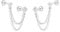 Round CZ Flower Double Piercing Studs Chain Cuff 925 Sterling Silver Earrings for Women Teen Girls Cartilage Tassel Dangle Drop Climber Crawler Cute Fashion Minimalist Jewelry Gifts Birthday (Silver)