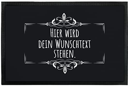 Fußmatte personalisiert Dein Wunschtext 3zeilig - originelles Geschenk - rutschfeste Schmutzfangmatte Eingangstürmatte Fußabtreter Innen & Außen | Weihnachten | Einweihungsgeschenk (Schwarz 60x40cm)