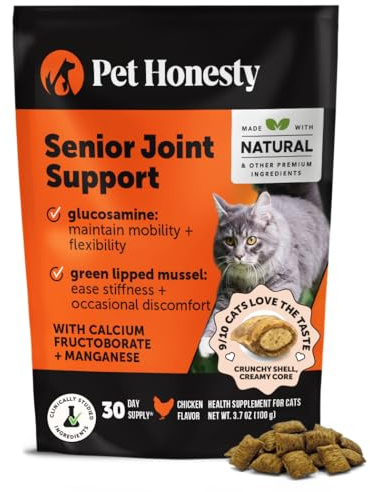 Cat Hip + Joint Health Chews – Crunchy & Creamy Cat Joint Support Supplement - Glucosamine, Chondroitin & Omega-3s – Supports Mobility, Flexibility & Comfort for Indoor & Outdoor Cats (Chicken 30-Day)