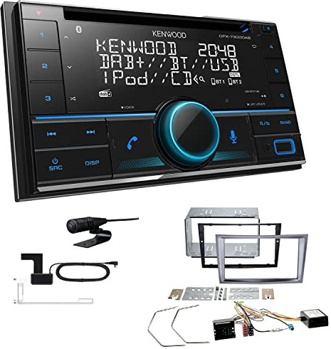 Kenwood DPX-7300DAB 2-DIN Autoradio mit Bluetooth Digitalradio DAB+ USB CD passend für Opel Astra H 2004-2010 Charcoal-metallic inkl Canbus