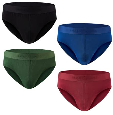 Hunter&Hawks Lot de 4 Slips Homme en Viscose de Bambou | S-6XL | Slip Homme et Respirants | Propriétés Anti-Humidité pour Fraîcheur et Détente