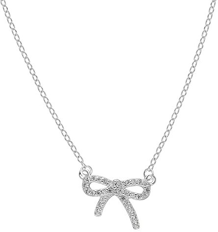 Treuheld® Silberne 925 Sterling Silber Halskette mit Schleife und Kristallen