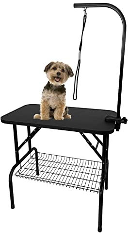 NAIZY Trimmtisch für Hunde Katzen Tierpflegetisch Höhenverstellbar Hundepflegetisch mit Unterkorb & Schlingen Haustier Schertisch Klappbar Pflegetisch Katzepflegetisch, 80x50x155cm, Max 60KG